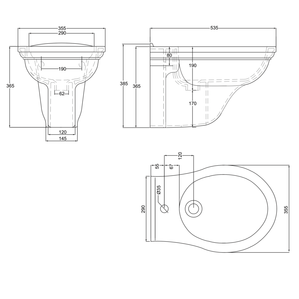 Imperial Deco Wandbidet zwart