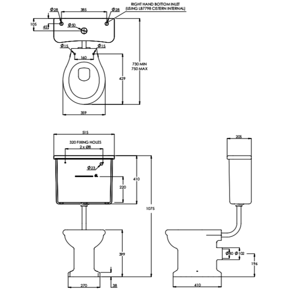 Lefroy Brooks 1910 La Chapelle LB La Chapelle toilet met halfhoog reservoir