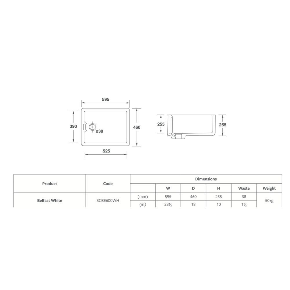 Shaws Kitchen sink Belfast 600