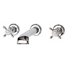 Perrin & Rowe Victorian White 3-hole wall mounted basin mixer with crosshead handles E.3546