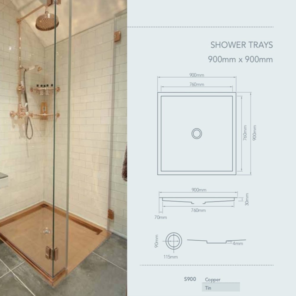 William Holland William Holland Metal shower tray 90x90cm