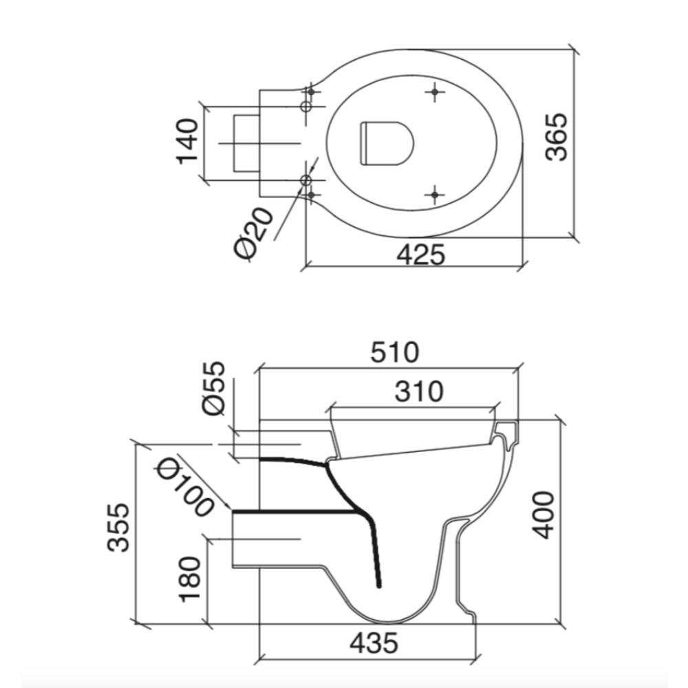 Sbordoni Neoclassica Staande wandtoilet