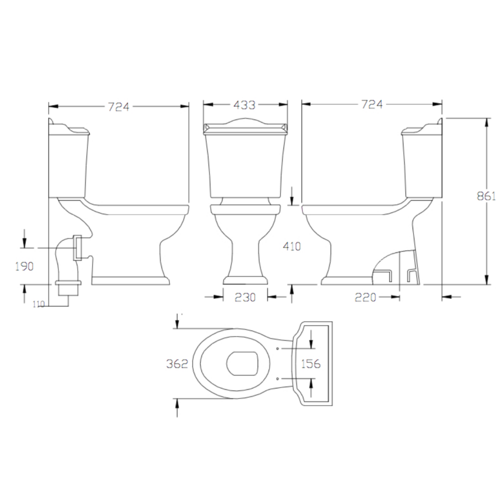 Perrin & Rowe Edwardian Edwardian Stand-WC mit Spülkasten & Hebelgriff