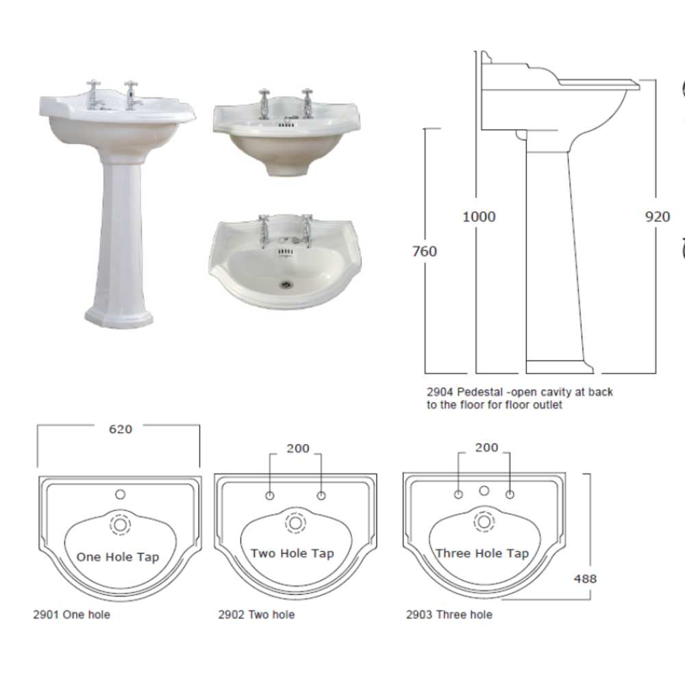 Perrin & Rowe Edwardian Edwardian 62cm basin with pedestal