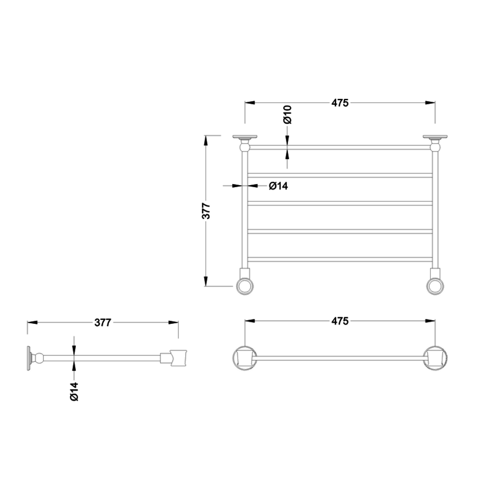 BB Edwardian Edwardian Optional towel rack for basin stand