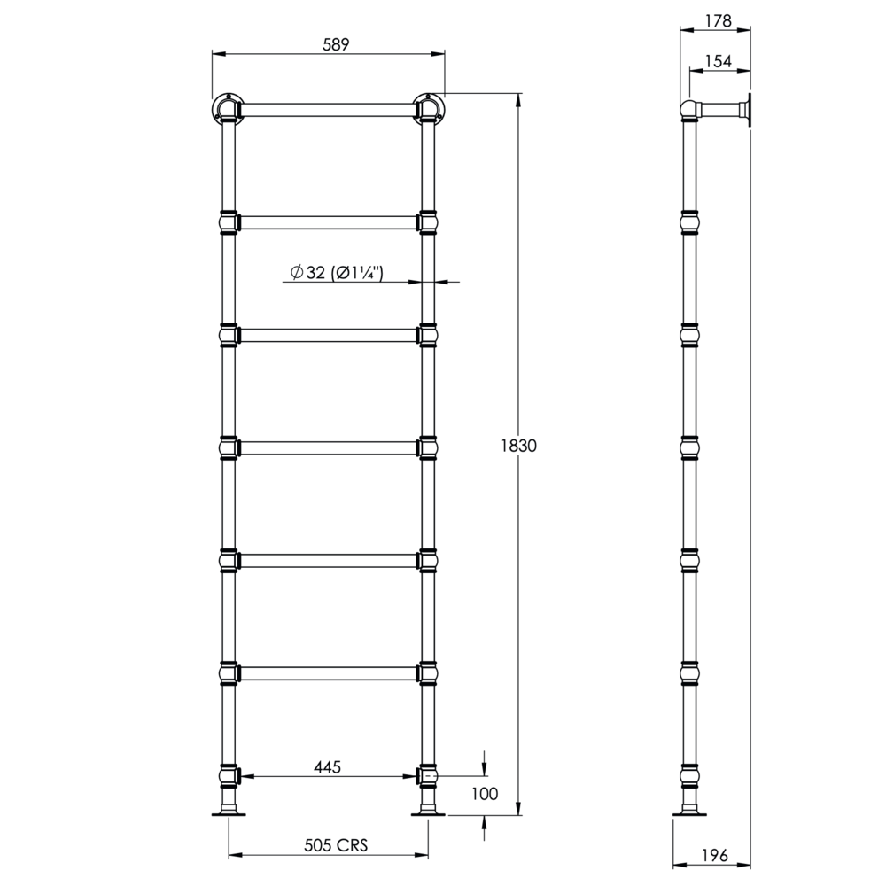 Lefroy Brooks LB Klassieke handdoekradiator Edwardian LB-3206