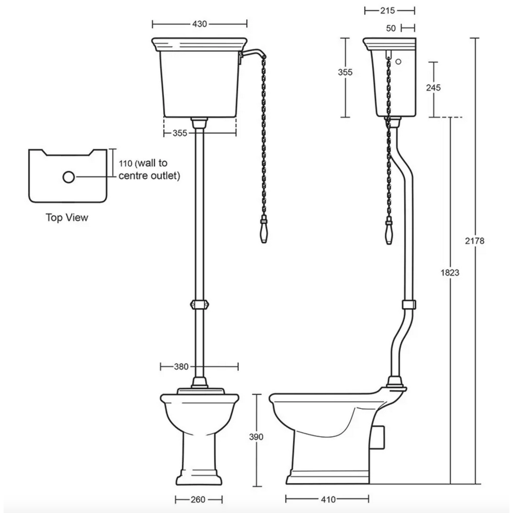 Imperial Bergier high level toilet with cistern - p-trap