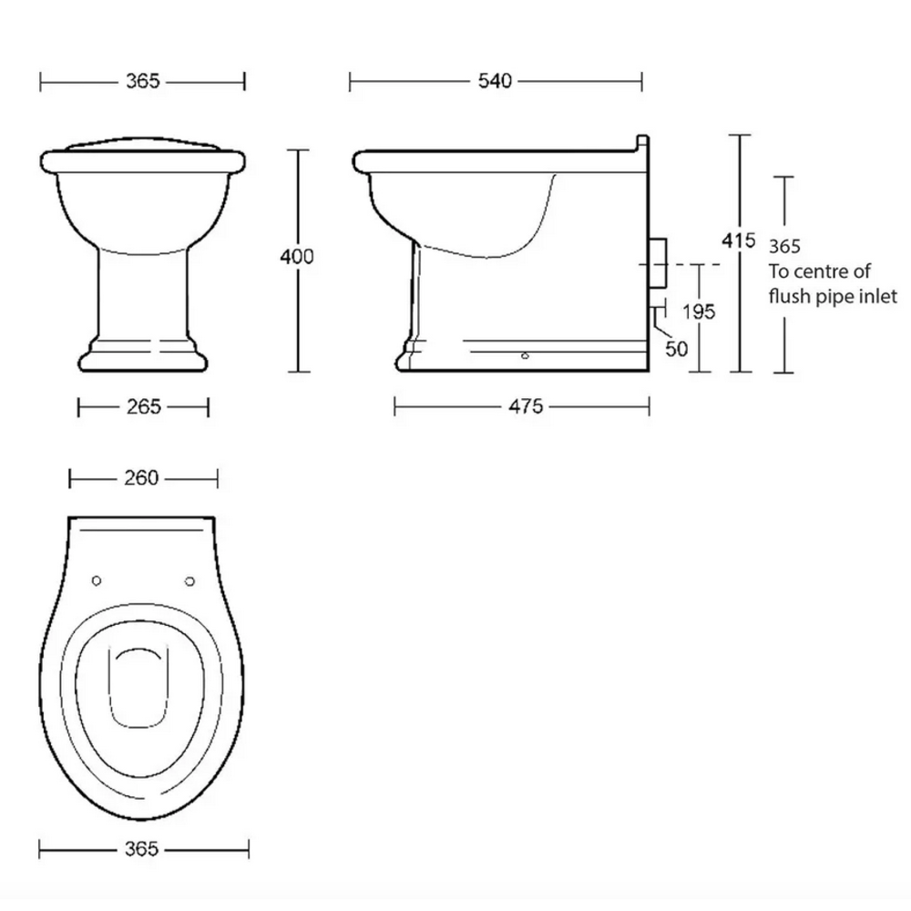 Imperial Bergier staande toilet pot - tegen de muur te monteren