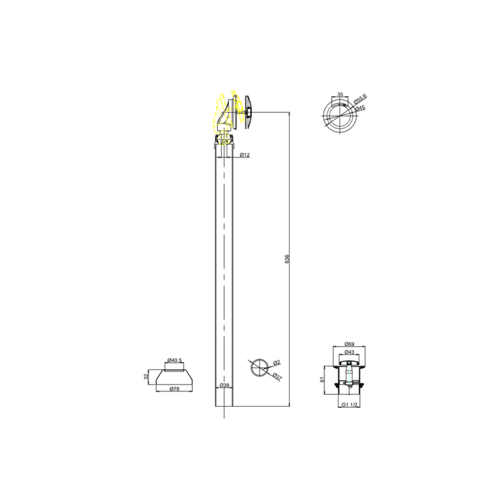 Clearwater Burlington exposed bath  click-clack waste CW11