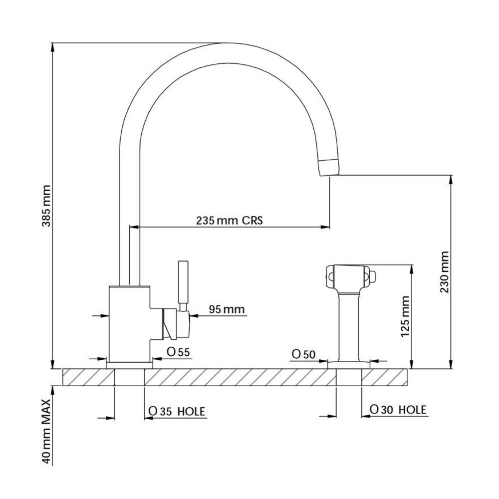 Perrin & Rowe Contemporary Keukenkraan Juliet E.4012  met C-uitloop  en handdouche