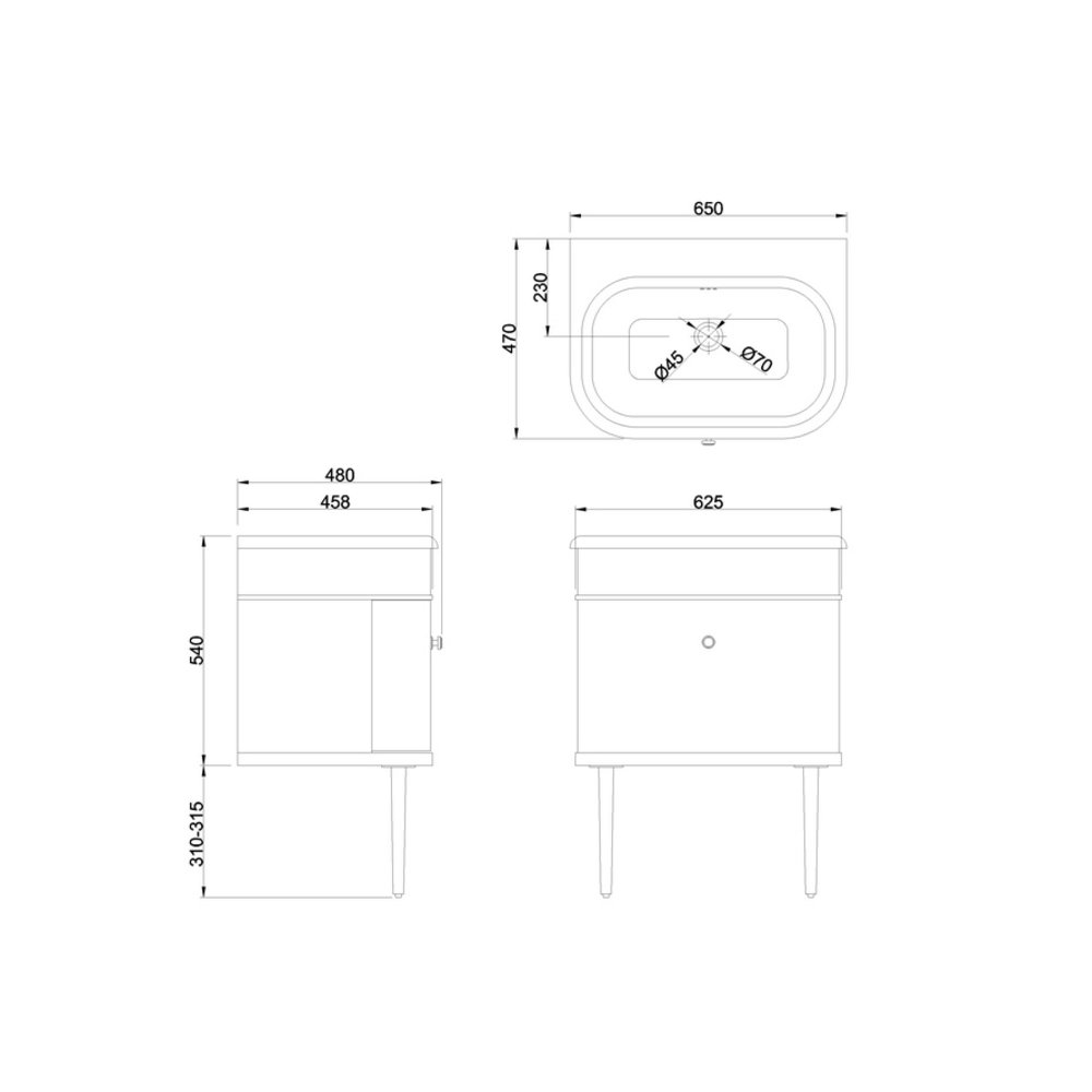 BB Chalfont Chalfont 650mm single drawer unit CH65-B8E