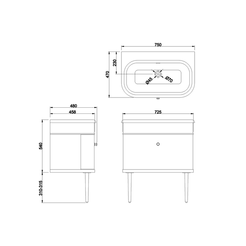 BB Chalfont Chalfont 750mm single drawer unit CH75-B9E