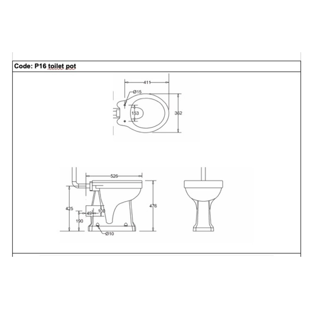 BB Edwardian Low level toilet (p-trap) with aluminium cistern