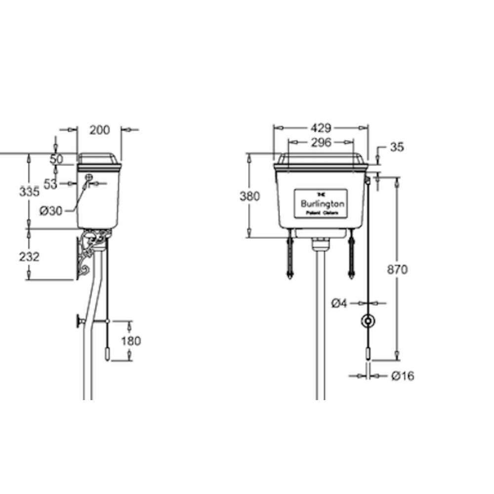 BB Edwardian Low level toilet (p-trap) with aluminium cistern