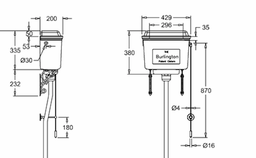 Low Level Toilet With P trap Pan And Aluminium Cistern With Lever Low Level Toilet With P trap Pan And Aluminium Cistern With Lever