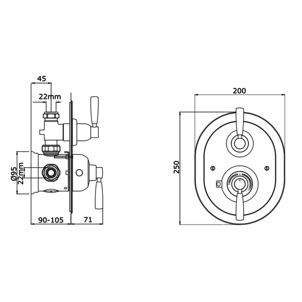 Perrin & Rowe Langbourn Inbouw douchethermostaat met diverter 5978