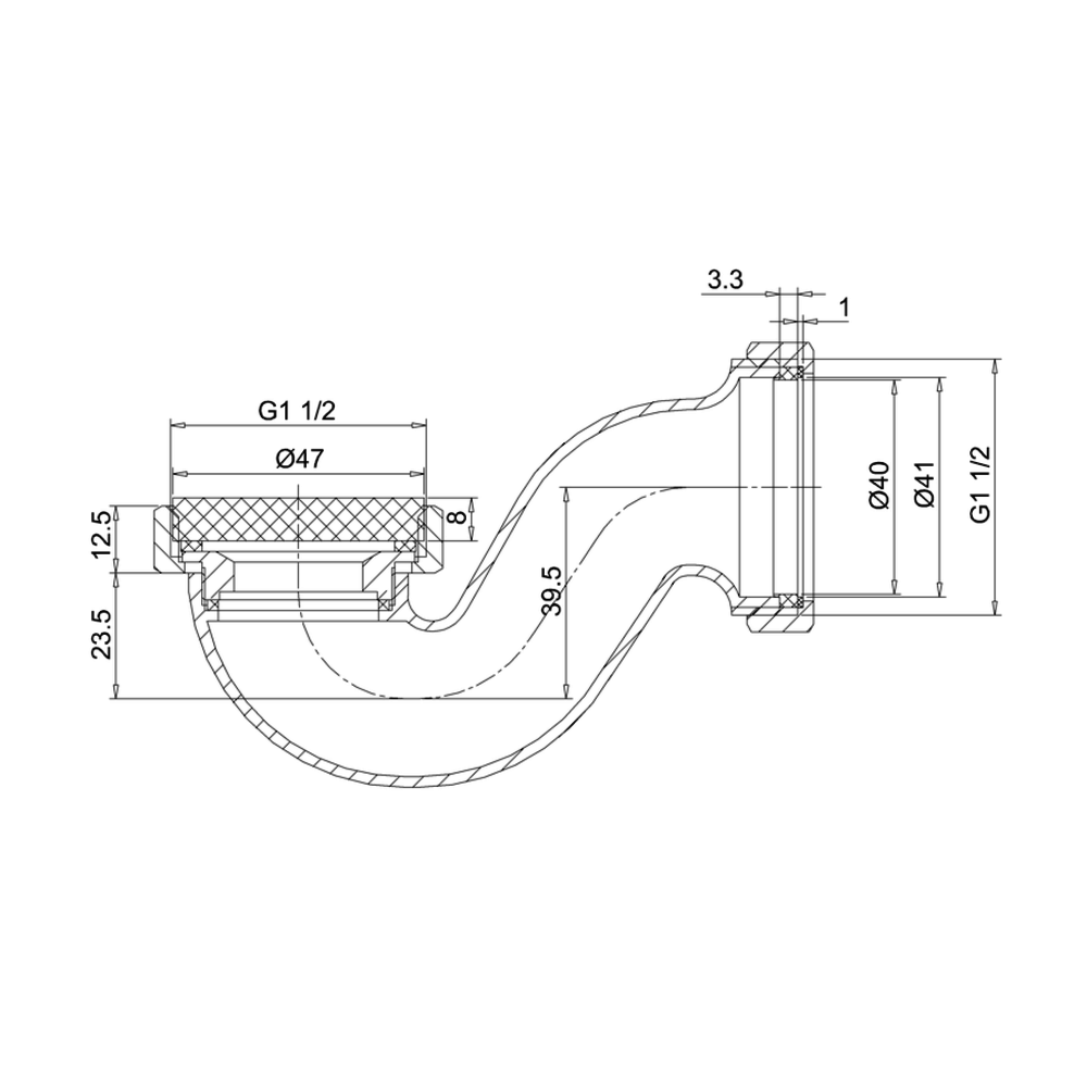 Clearwater Burlington exposed bath p-trap for freestanding baths CW3