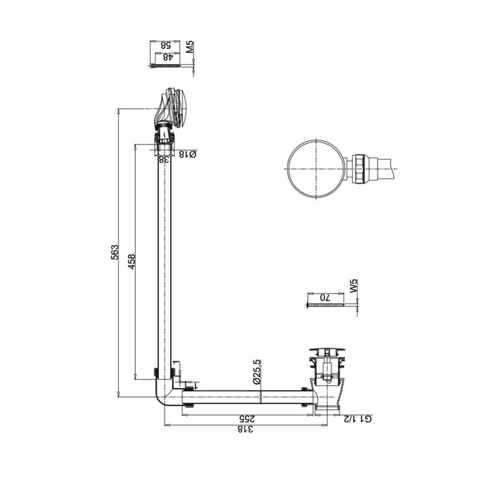 Burlington Burlington exposed bath overflow with click-clack waste CW6