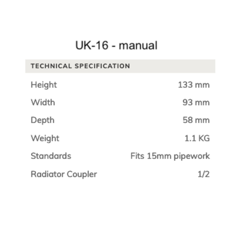 Arroll Manual radiator valve set UK-16