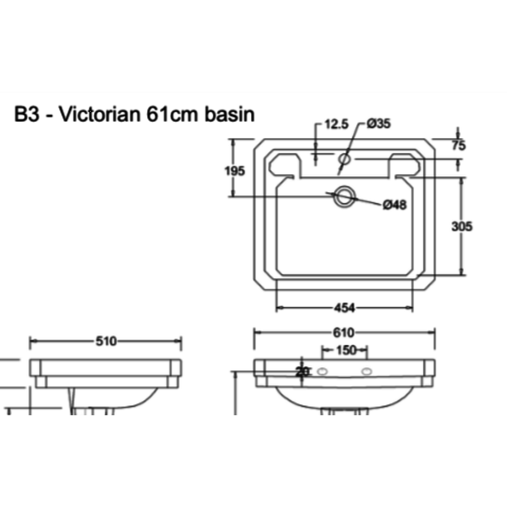 Burlington Victorian 61cm basin
