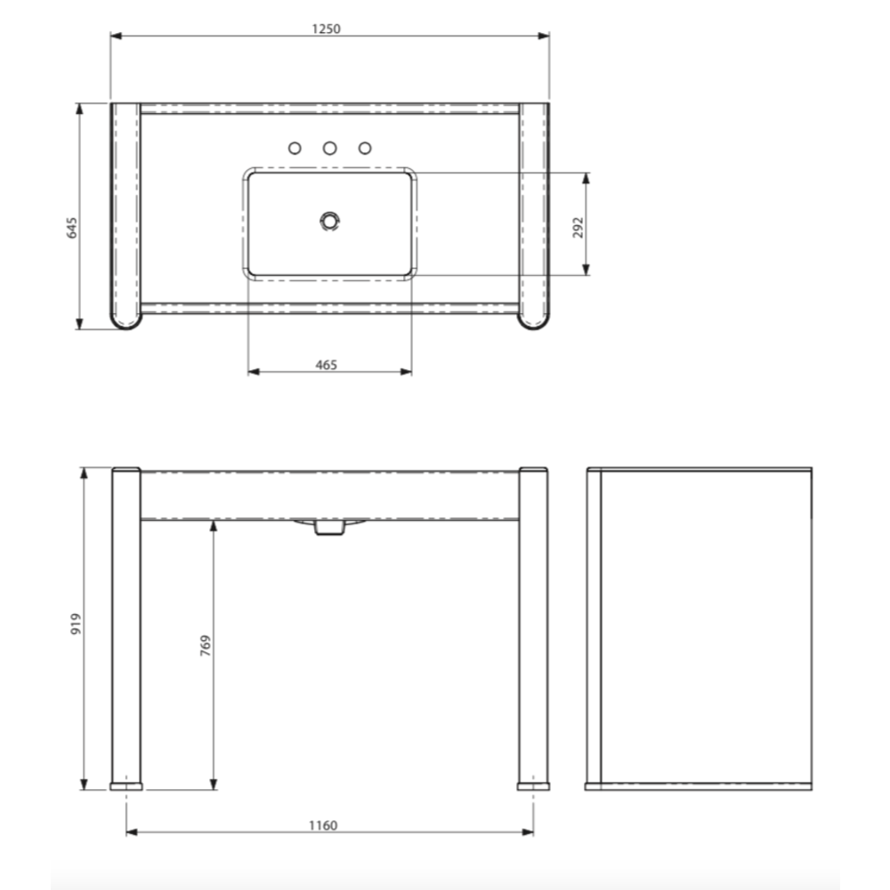 Lefroy Brooks Marble LB Piano Black single polished granite console LB-6342BK