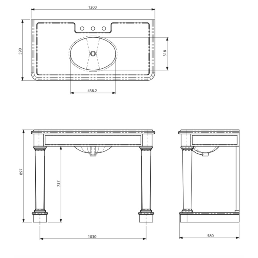 Lefroy Brooks Marble LB Russborough single carrara marble console LB-6331WH