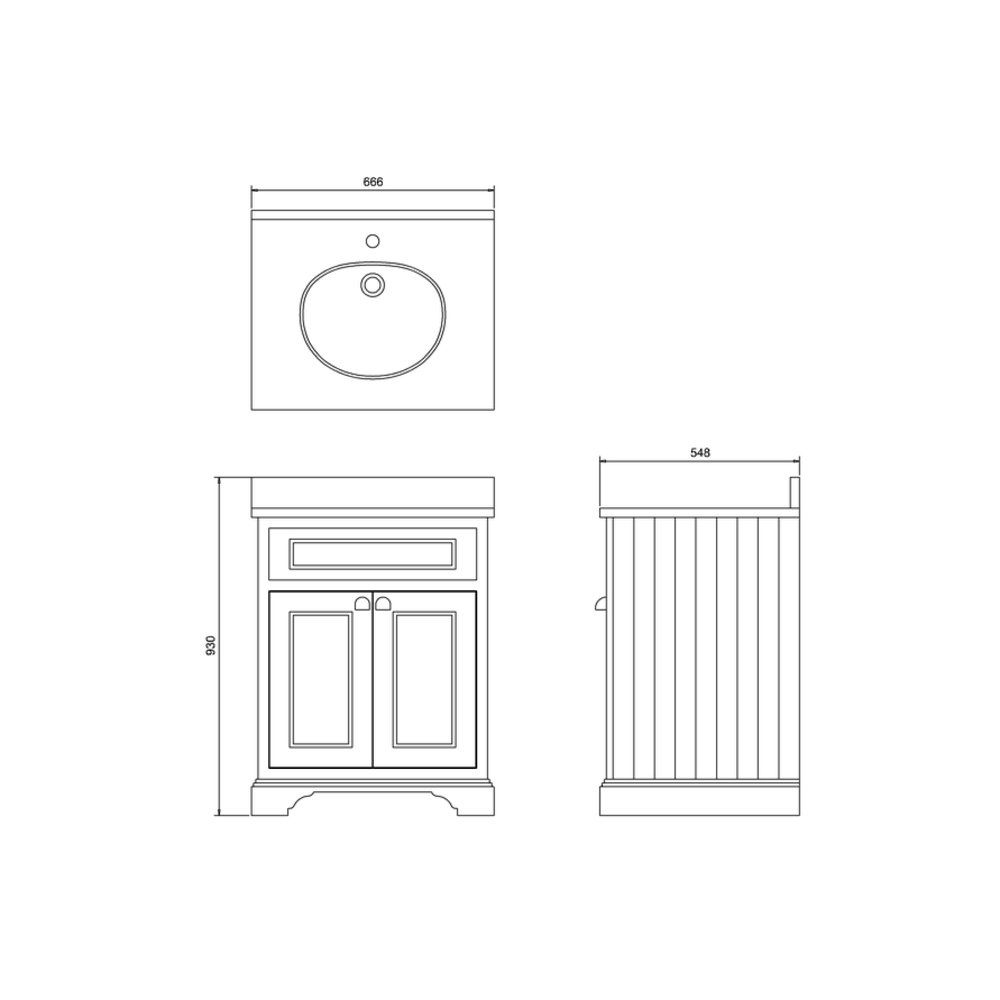 BB Edwardian 65 basin unit with Carrara Minerva top and basin FF8-BC66