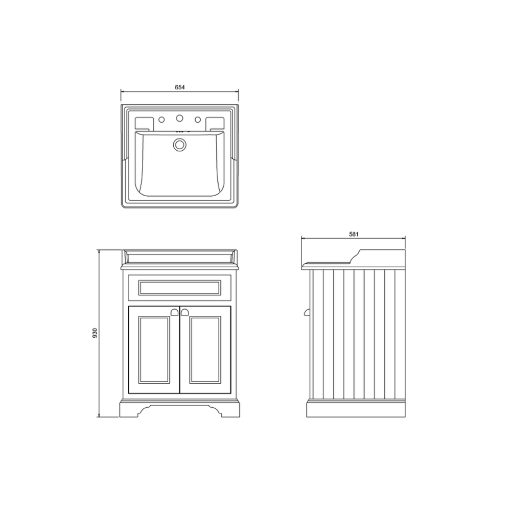 Badezimmer - 65cm B15-FF8 Waschbecken TheClassicHouse Badezimmer-Unterschrank der Spezialist für und - mit klassische Küchen Nostalgie