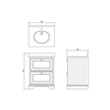 BB Edwardian 65 basin unit with white Minerva top and basin FF9-BW66