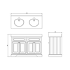 130 Waschtischschrank mit Minerva-Platte Black Granite und 2 Waschbecken FC9-BB12 BB Edwardian 130 Waschtischschrank mit Minerva-Platte Black Granite und 2 Waschbecken FC9-BB12