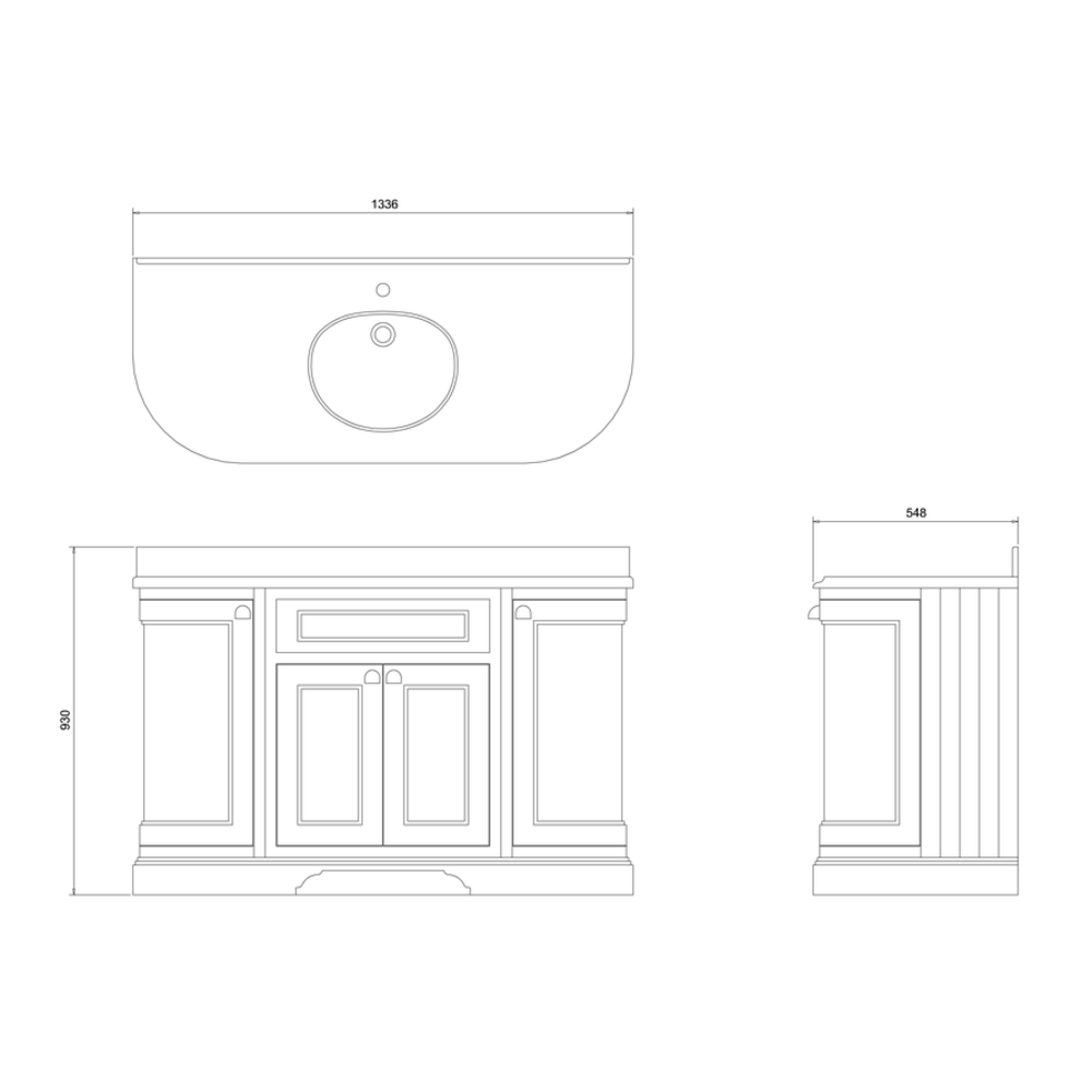 BB Edwardian 134 basin unit with white Minerva top and basin FC1-BW13