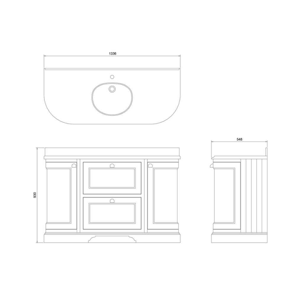 BB Edwardian 134 basin unit with Black Granite Minerva top and basin FC4-BB13