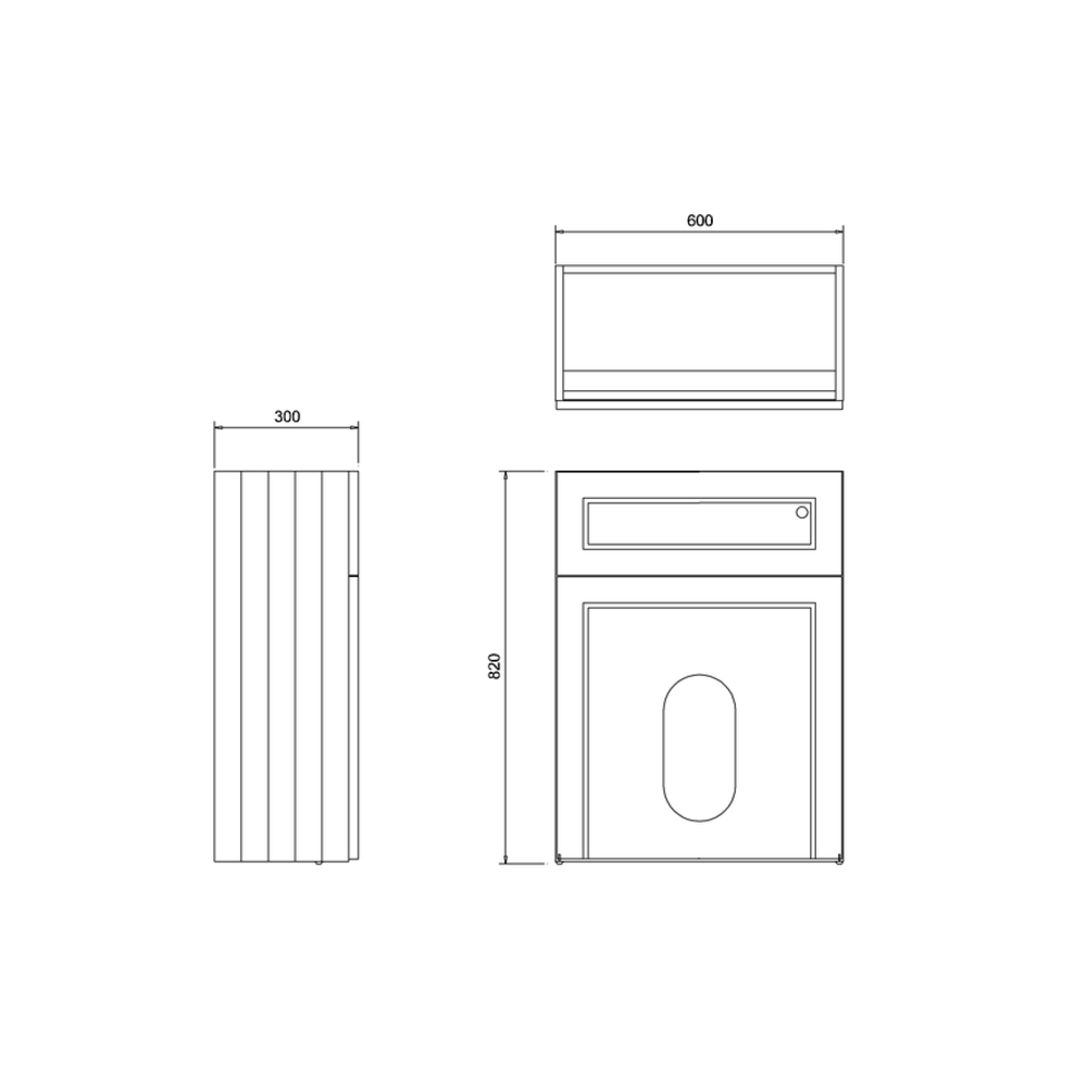 BB Edwardian 60cm WC-unit met wandtoilet staand en inbouw reservoir W60-P14