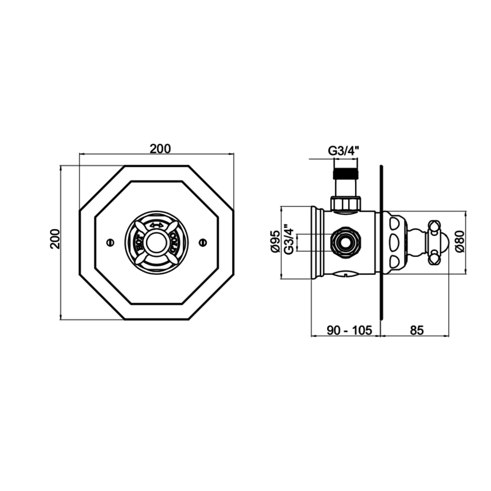 Perrin & Rowe Victorian White Traditional concealed shower thermo with crosstop E.5586