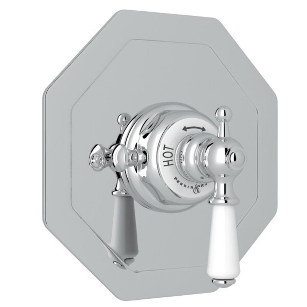 Perrin & Rowe Victorian White Traditional concealed shower thermo with lever E.5585