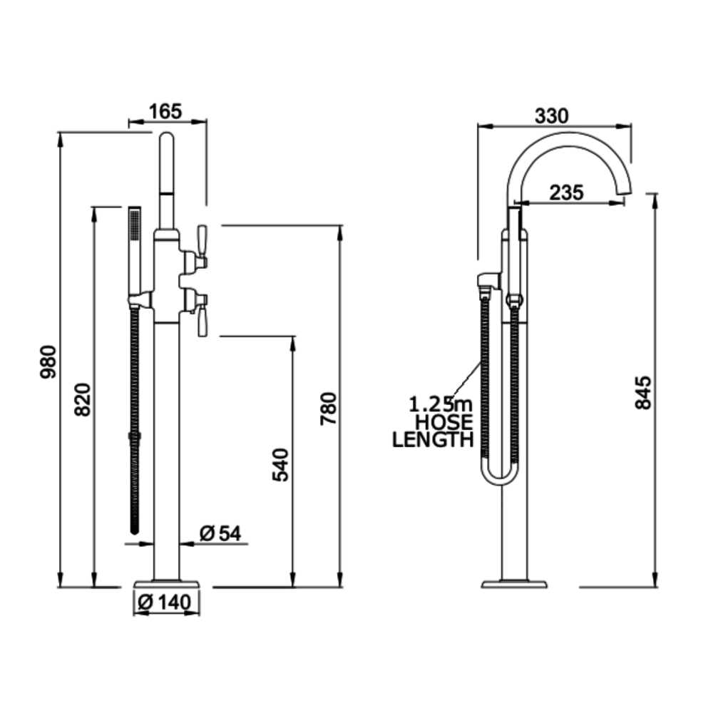 Perrin & Rowe Langbourn Langbourn free standing thermostatic bath shower mixer E.3990