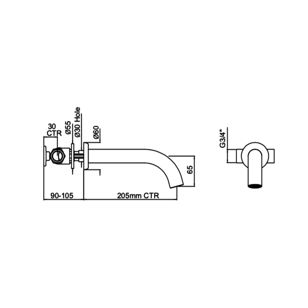 Perrin & Rowe Langbourn Langbourn wall mounted bath spout E.3330