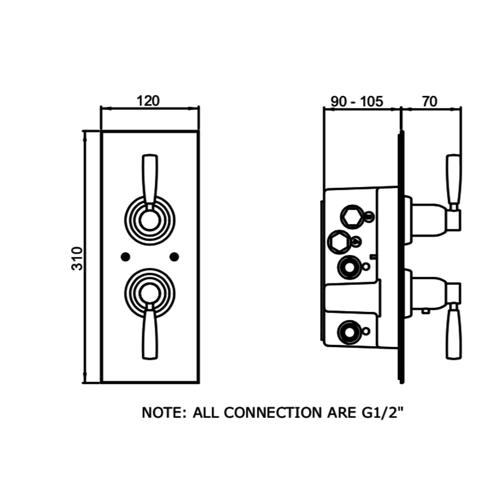 Perrin & Rowe Langbourn Unterputz- Duschthermostat mit Umsteller E.5921