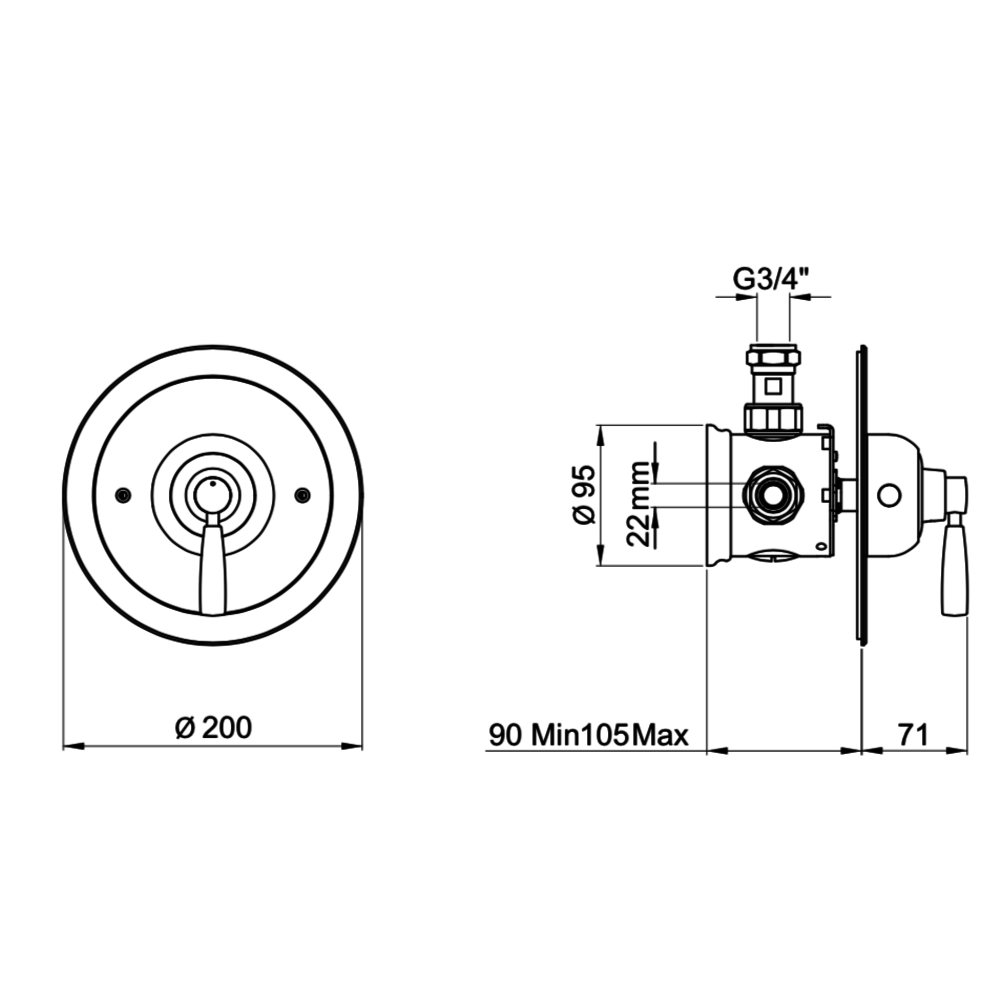 Perrin & Rowe Langbourn Unterputz- Duschthermostat mit Hebelgriff E.5885