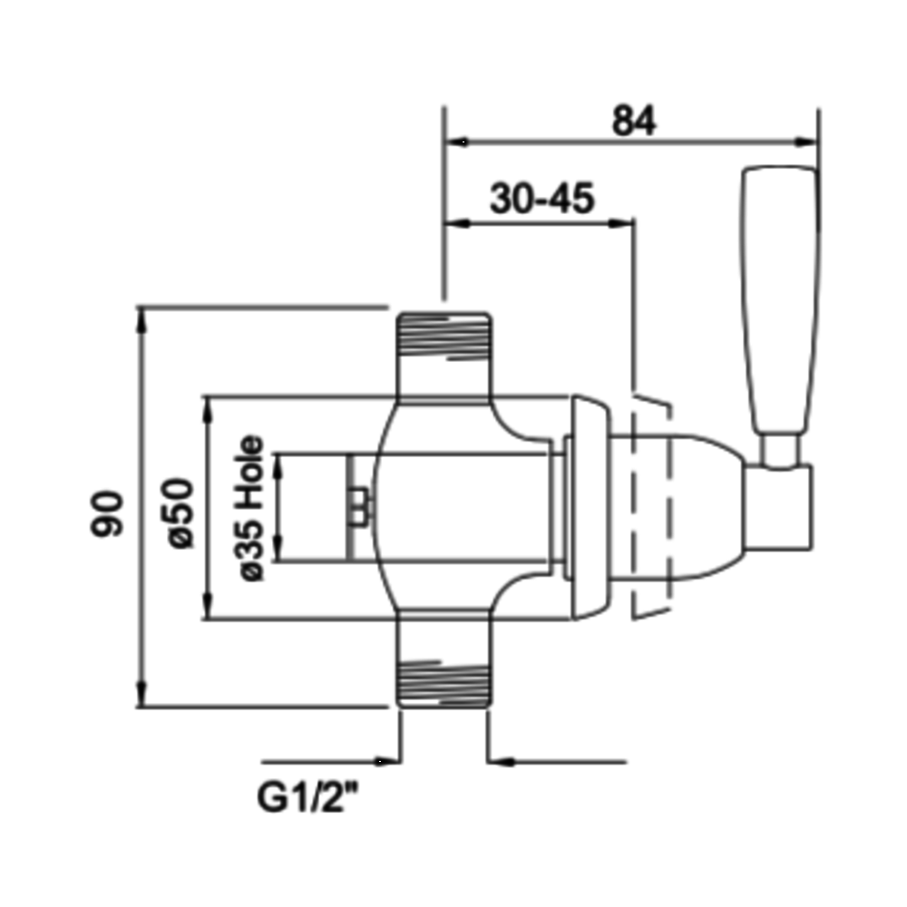 Perrin & Rowe Langbourn PR Langbourn 1/2" single wall valve with lever E.3036