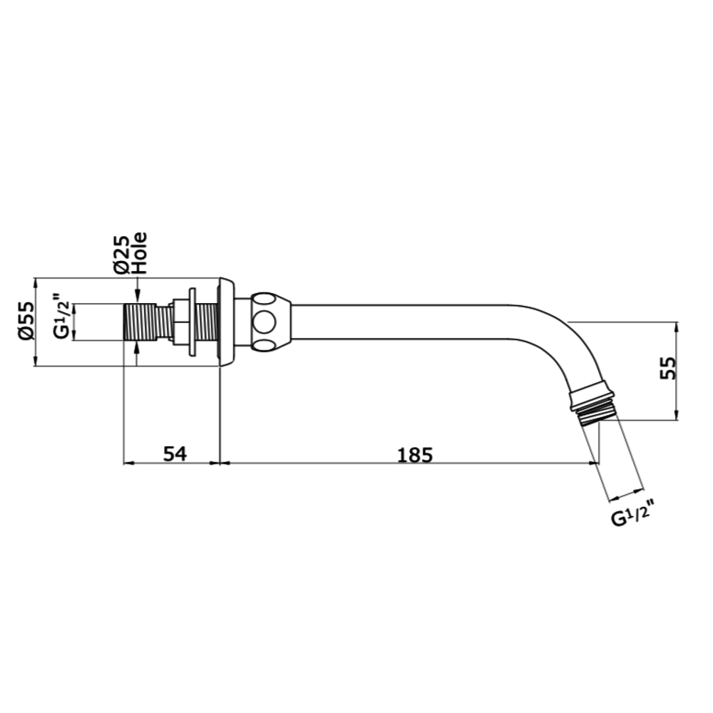 Perrin & Rowe Langbourn Langbourn 185mm  angled shower arm (G1/2") E.5882