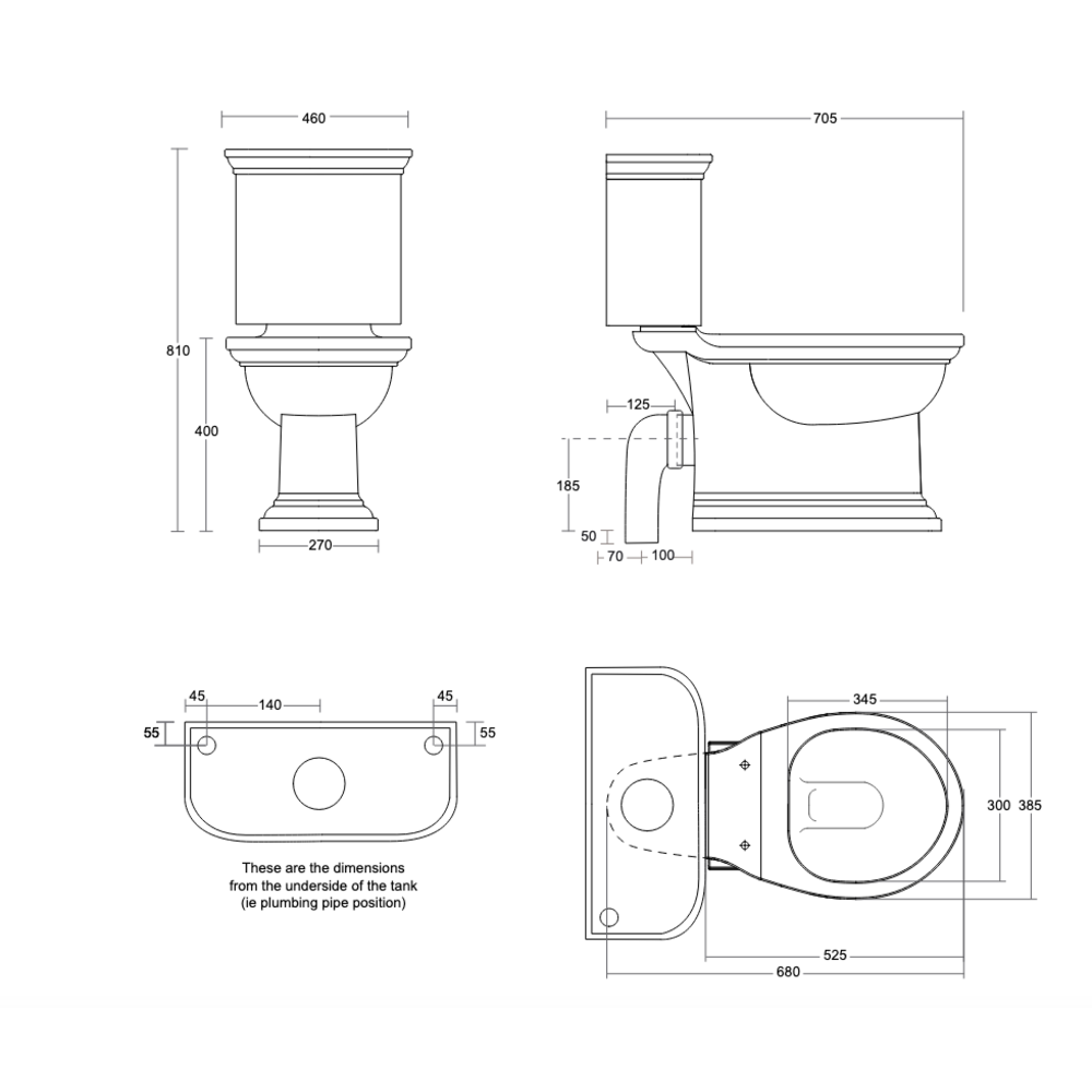 Imperial Carlyon Close coupled toilet with cistern - p-trap