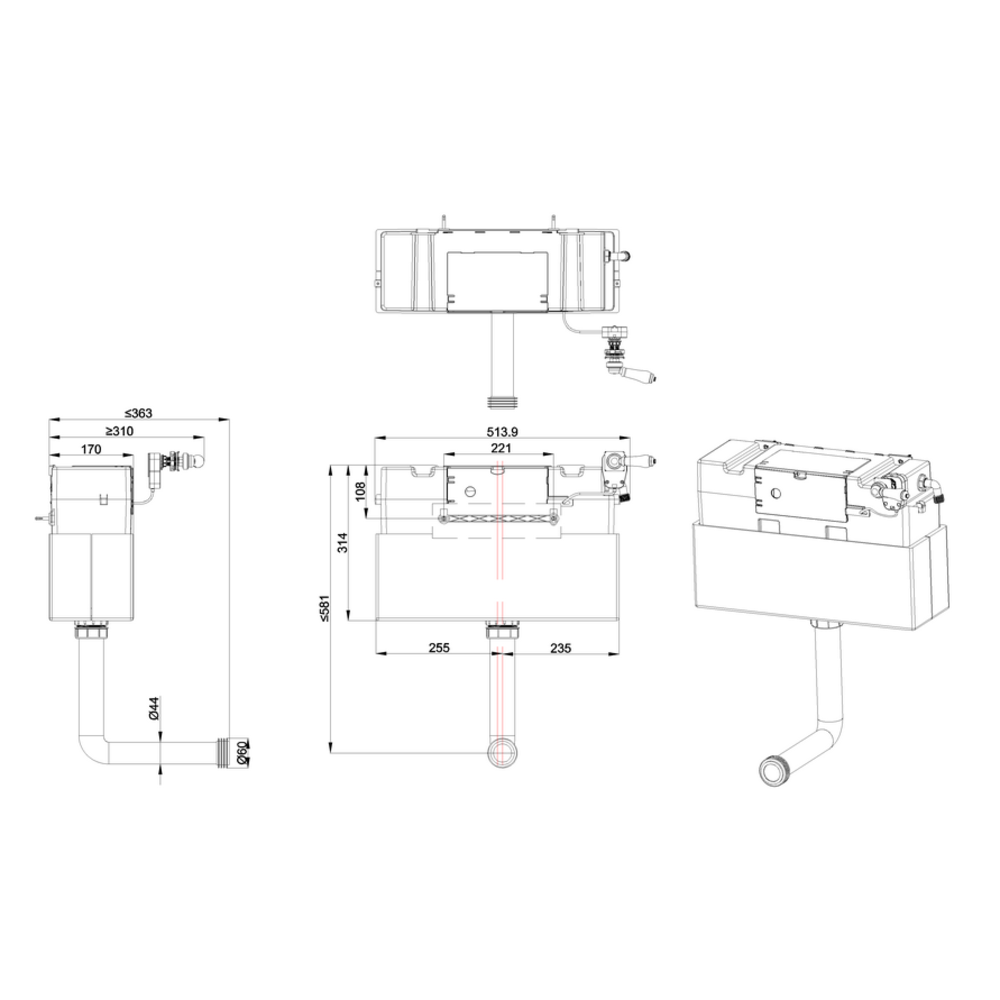 Burlington BB Dual Flush concealed cistern  F6CC