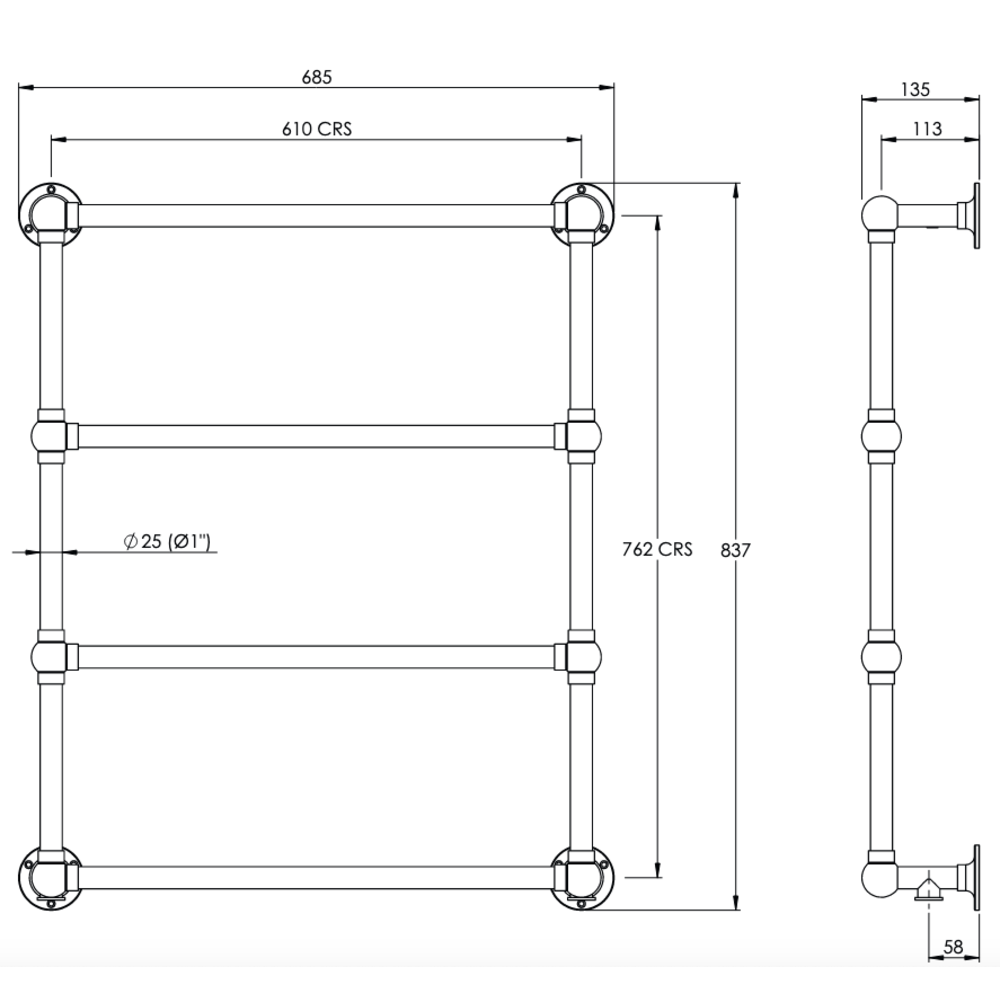 Lefroy Brooks LB Traditional towel rail LB-3200