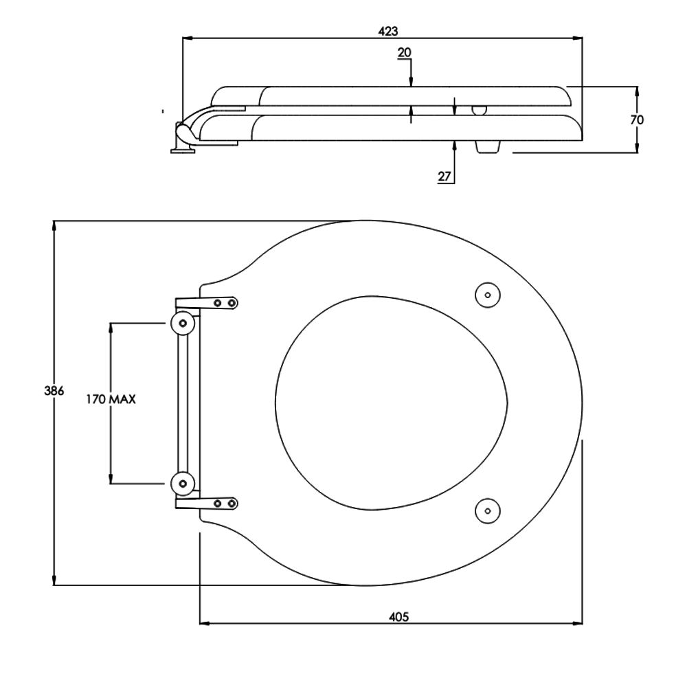 Lefroy Brooks LB Classic  black toilet seat  LB-7242