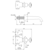 Lefroy Brooks 1900 Classic LB1900 Classic 3-hole wall mounted bath mixer with cross handles LB-1152