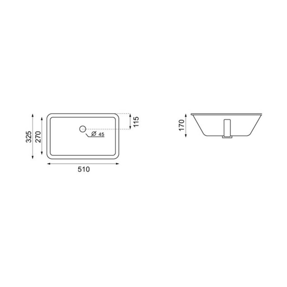 Crosswater Unterbauswaschbecken rechteckig Torino B Small - UM0051B