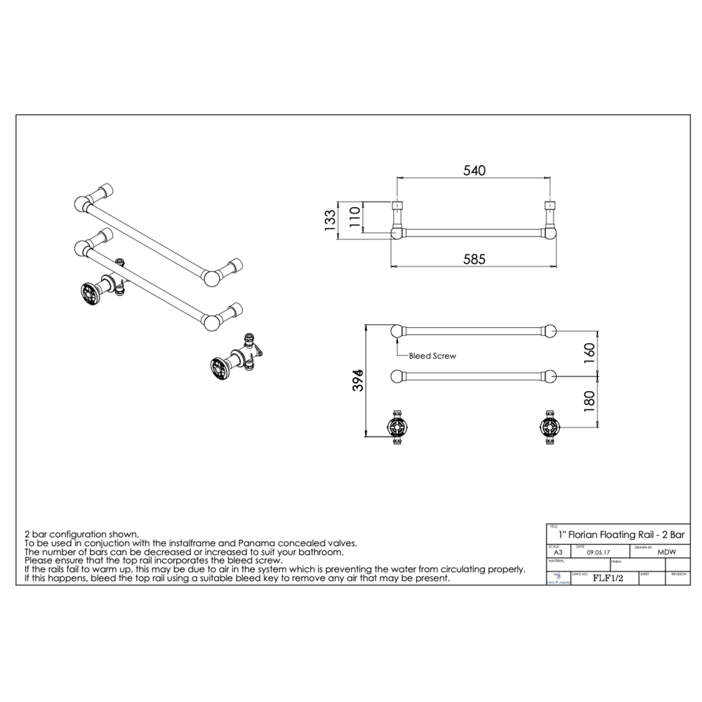 Bard & Brazier B&B Traditional design floating rail La Fayette FLF1/INF1