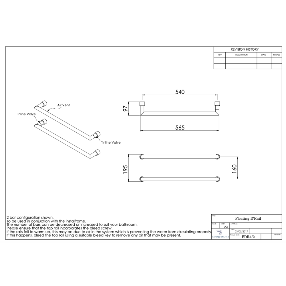 Bard & Brazier B&B Moderner Contemporary-Design Floating D-Rail FDR1/INF2