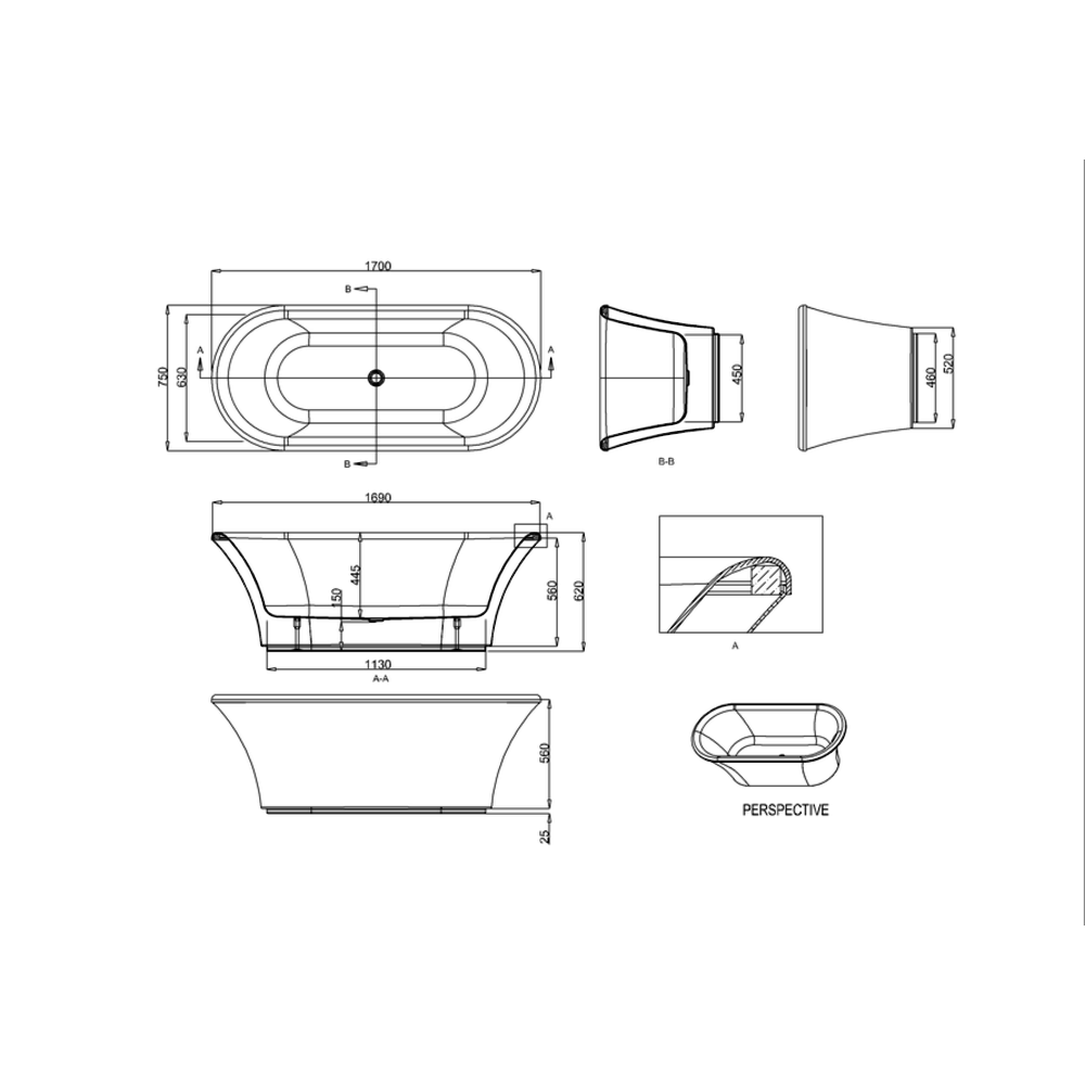 Burlington Freestanding bath Brindley Double Ended E5-E12